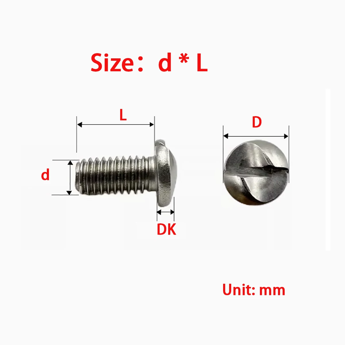 

100PCS Stainless Steel 304 Round Head One-Way s-Groove Anti-Theft Screw One-Way Straight Bolt M2M3M4M5M6M8M10