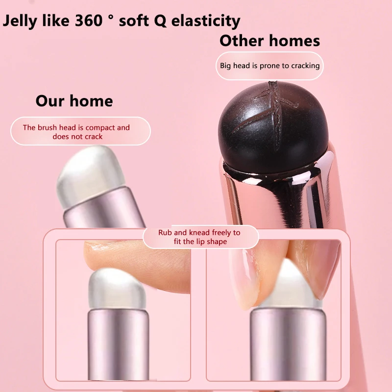 1 قطعة فرشاة الشفاه سيليكون لينة مع غطاء مقاوم للغبار رأس مستدير أحمر الشفاه قضيب الشفاه ماكياج أداة فرش متعددة الاستخدام #4