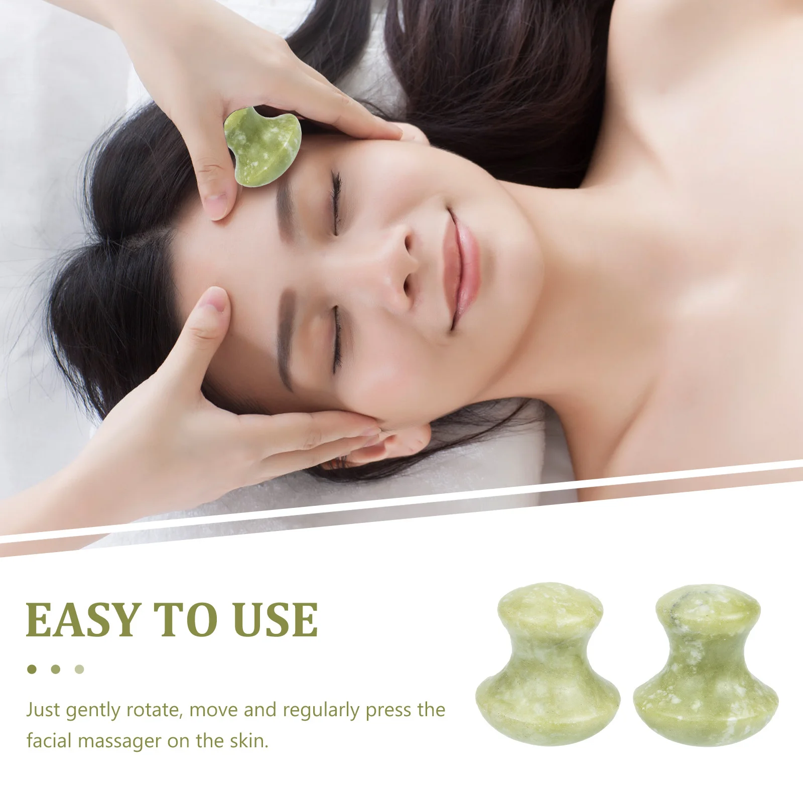 เครื่องมือขูดกัวซา 2 ชิ้น รูปทรงเห็ดหยก สำหรับนวดหน้า บำรุงรอบดวงตา ช่วยเพิ่มความยืดหยุ่นของผิว ลดเลือนริ้วรอย