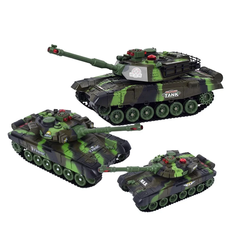Tanque de controle remoto para crianças, modelo de brinquedo 2.4g, batalha pai-filho, recarregável, carro rc, simulação, veículo militar, playset