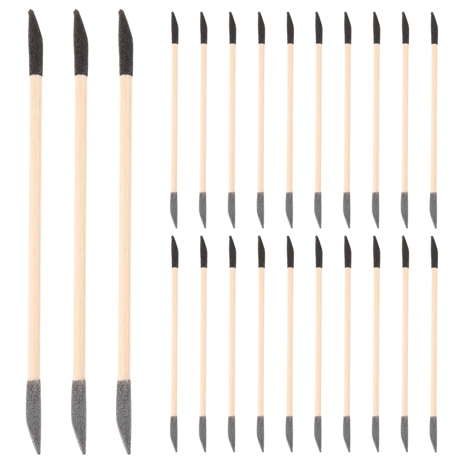 50 Stuks Double Ended Houten Nagel Schuurstokken Zwart Grijs Grit Cuticle Pusher Manicure Pedicure Detaillering Nail Art Gereedschap