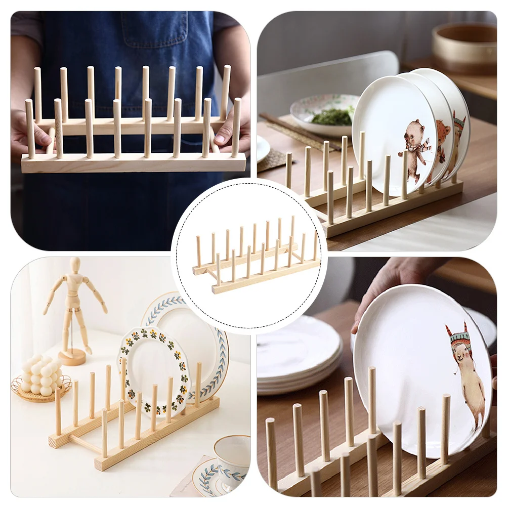 

Solid Wood Bowl Shelf Compact Dish Drying Rack For Kitchen Cup Storage Organizer Plate Holder Wooden Draining Rack Kitchen