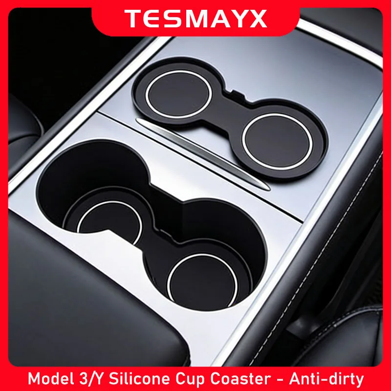 حامل الكأس إدراج ل تسلا نموذج Y العرعر نموذج 3 2025 2026 اكسسوارات مركز وحدة التحكم صندوق تخزين الحصير كأس كوستر الوسادة الكسوة #1