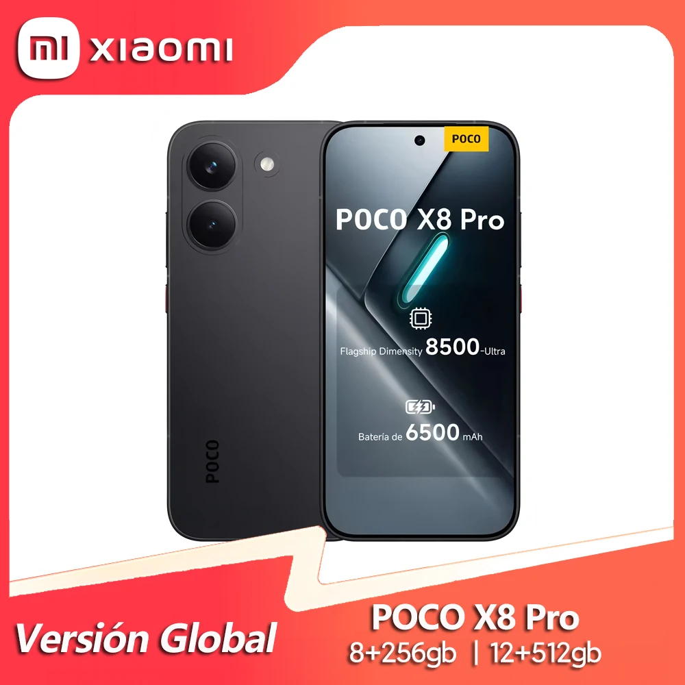 Teléfono Inteligente POCO X8 Pro 5G, Dimensity 8500-Ultra, Batería de 6500 mAh, Pantalla AMOLED de 6.59 Pulgadas y 1.5K, Carga Rápida de 100W, NFC