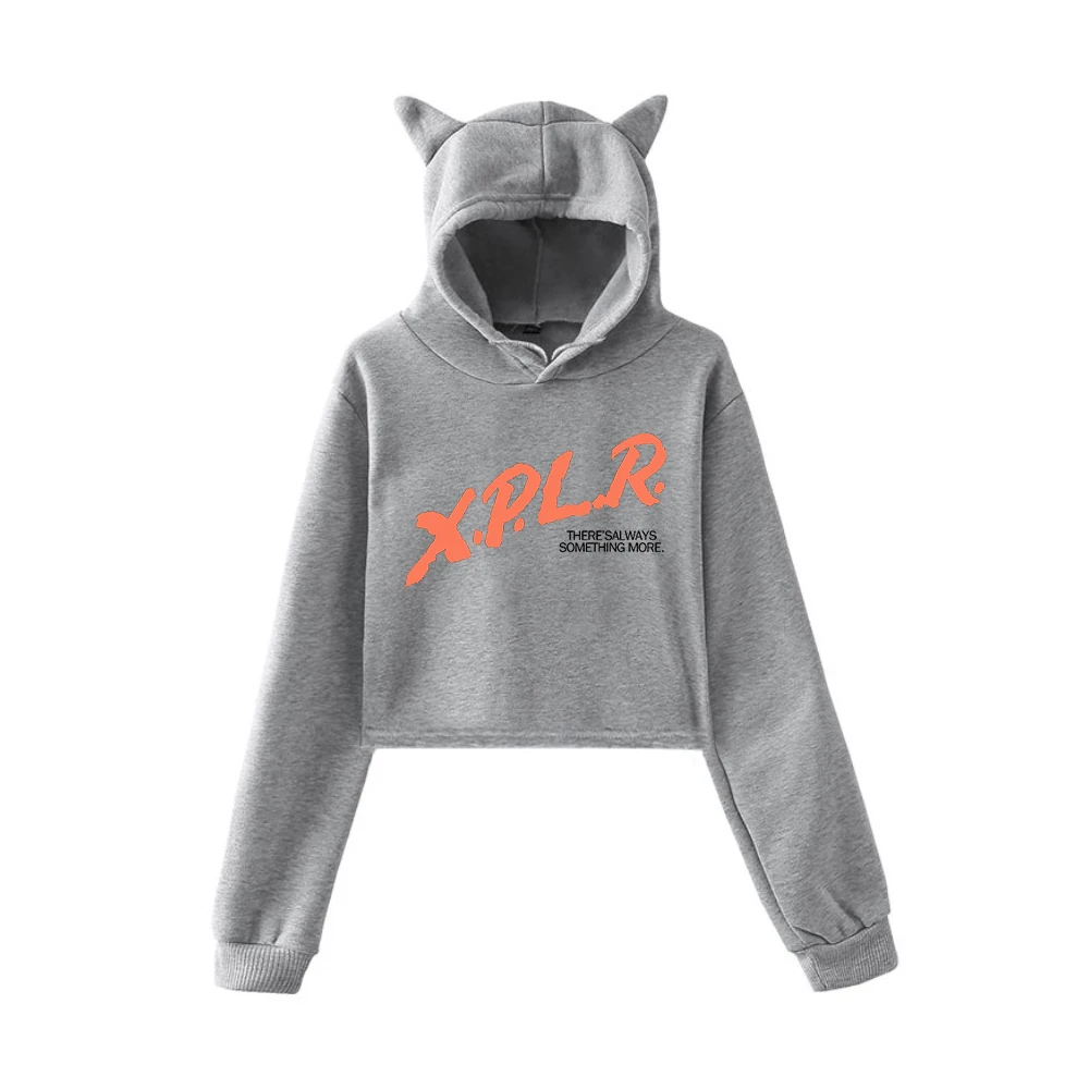 2025 Women Hoody XPLR Sam and Colby Dare Merch Cat Ears Hoodie Long Sleeve Crop Top Sweatshirts Women's Clothing