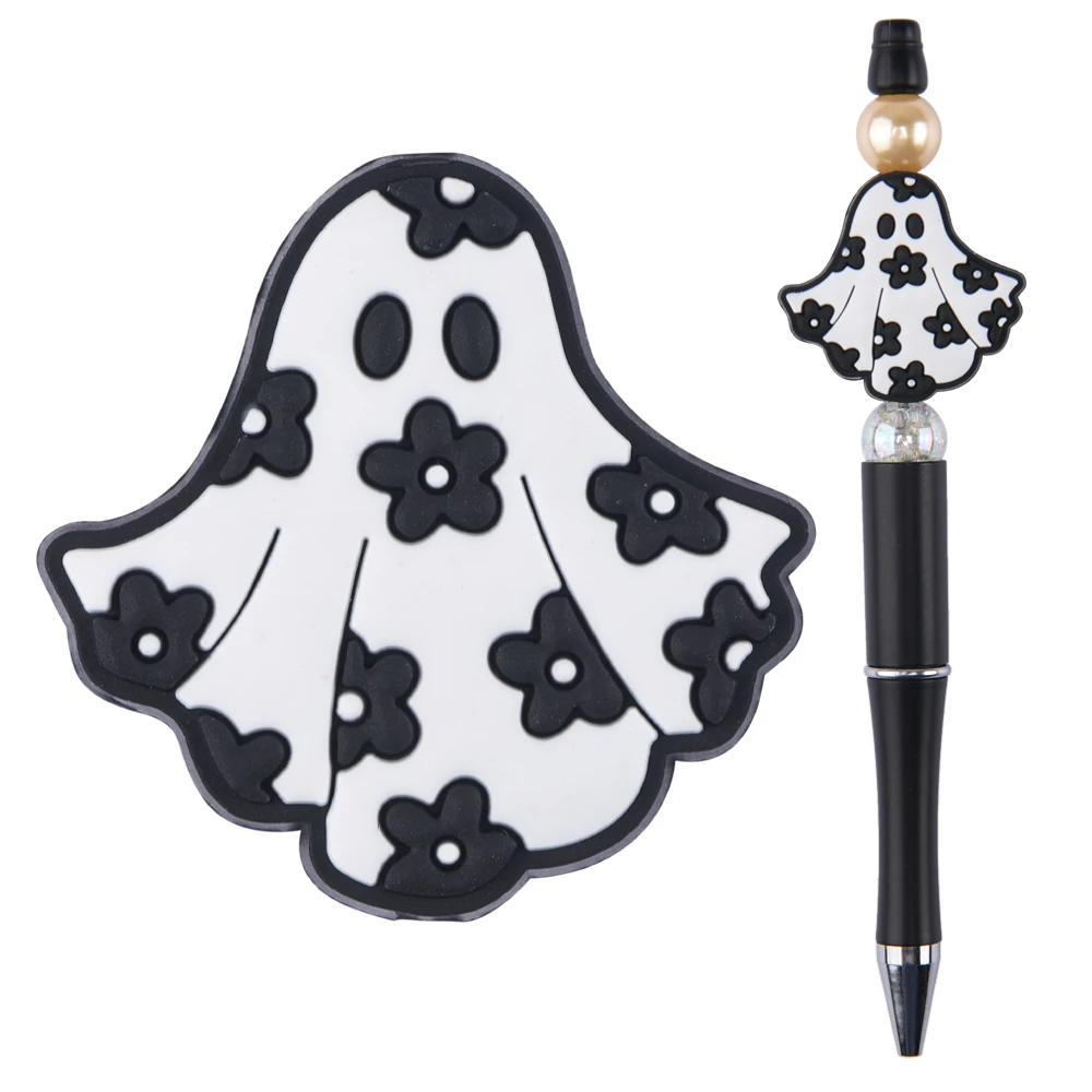 Acbeaded  1pcs Cartoon Ghost Beads Of Pens Funny Skull 3D DIY Focal Beads Kawaii Animals Beadable Beads Boys Girls Gifts