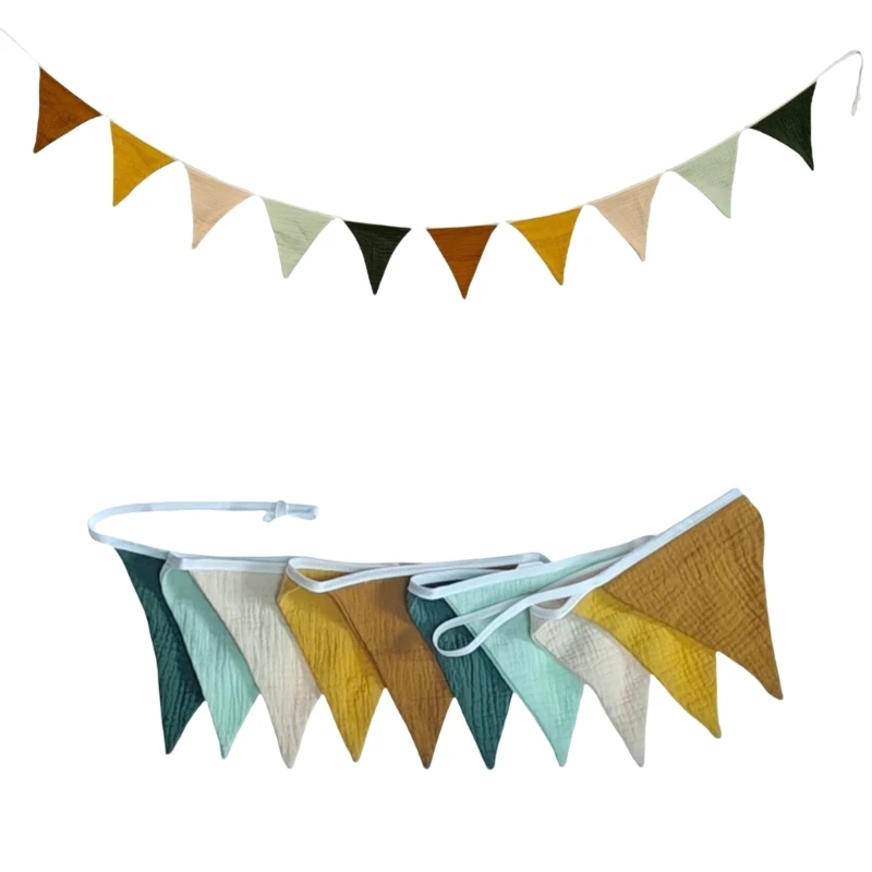 Cotton Bunting Garlands Children Room Triangular Flags Pennant Banners Nursery Birthday Party Wall Hanging DropShipping