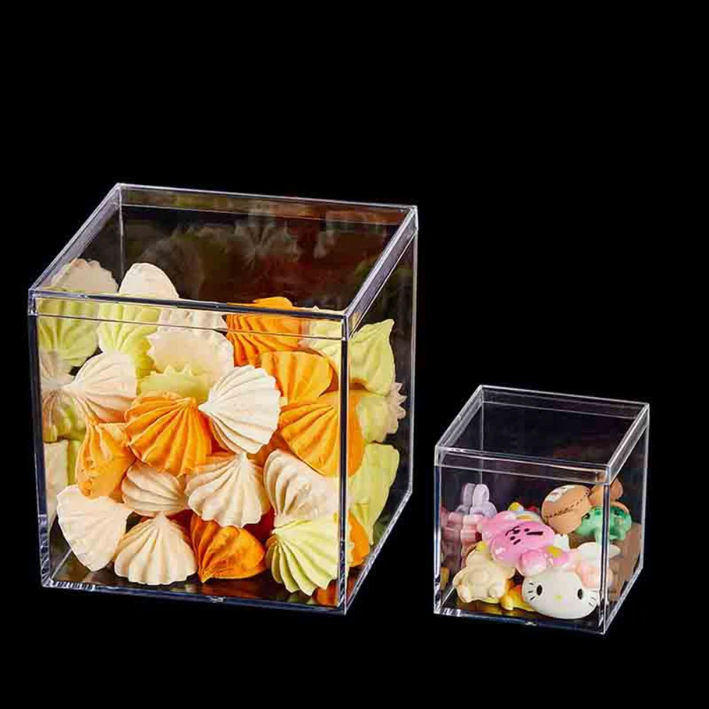 1pcs Transparent Acrylic Boxes With Cover Plastic Organizer Gift Packing Box Food Candy Storage Container For Home Display