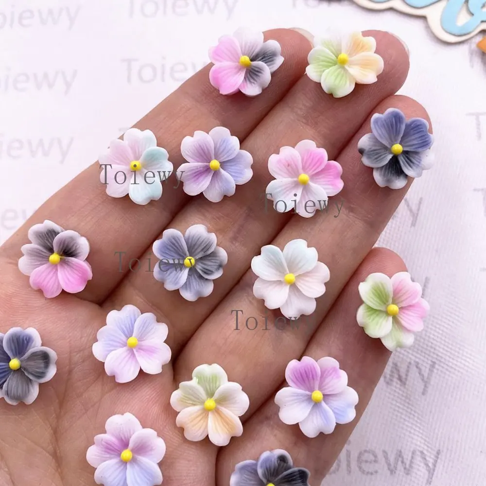 50 Piezas de Resina Kawaii, Flores Coloridas de 12mm con Parte Posterior Plana, Gemas para Manualidades, Decoración de Bodas, Álbumes de Recortes, Navidad, Arte, Joyería y Accesorios
