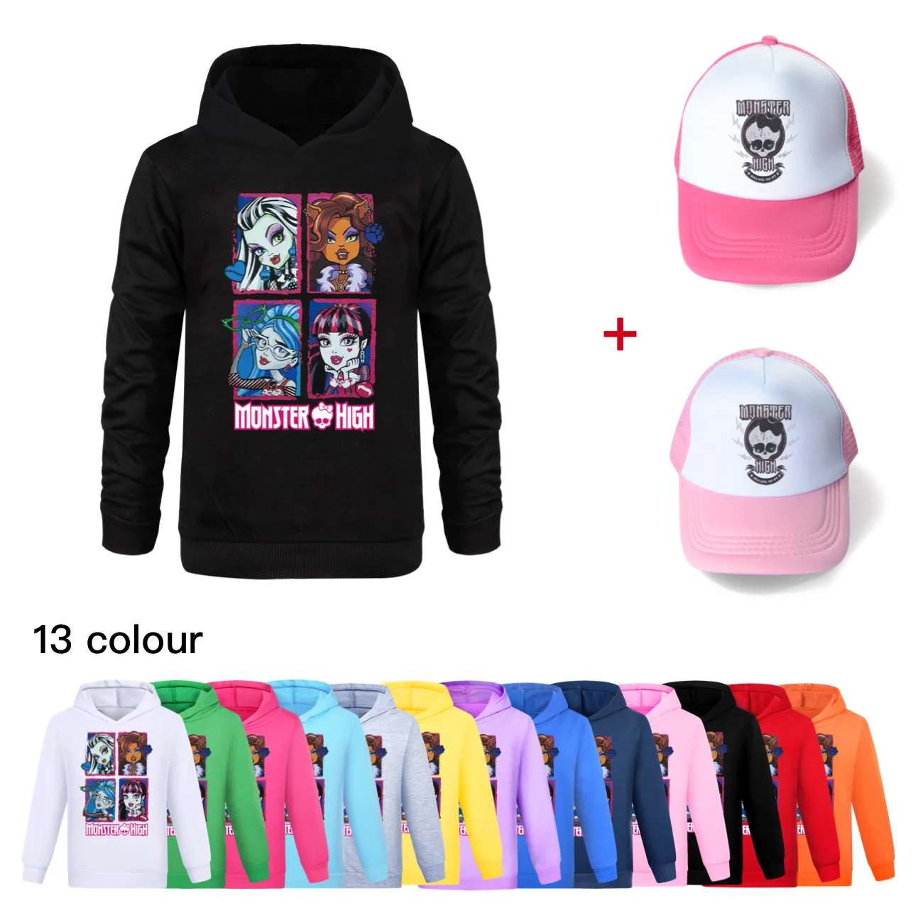 

Fato De Carnavalmonster High Clothes Kids MH Student Hoodie Baby Girls Hoody Sweaters Boys Long Sleeve Coats Children's Clothing