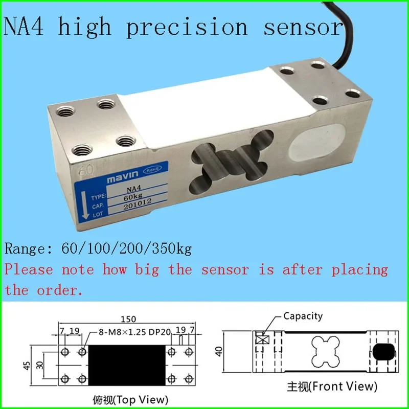 NA4 timbangan elektronik sel, pengukur Sensor berat Sensor 60kg 100kg 200kg 350kg