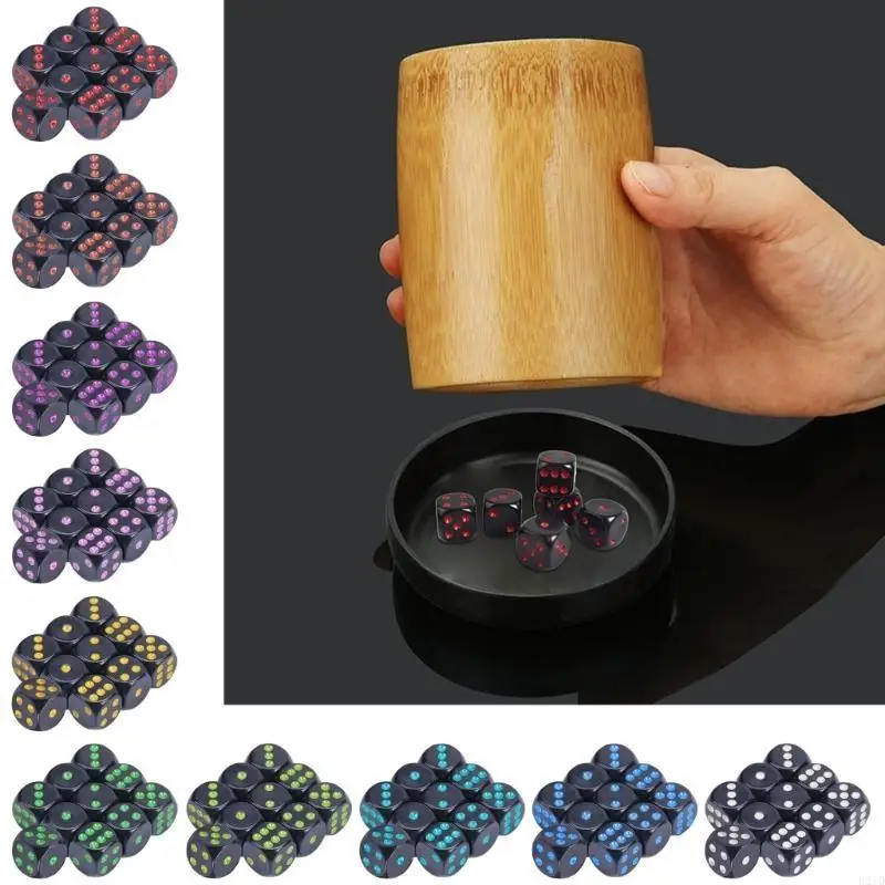 

Pack of 10 Assorted Color Rounds Corner 16mm Dices Cubes with Number Dots for Kids Acrylic 6 Sided Educational Dices Set