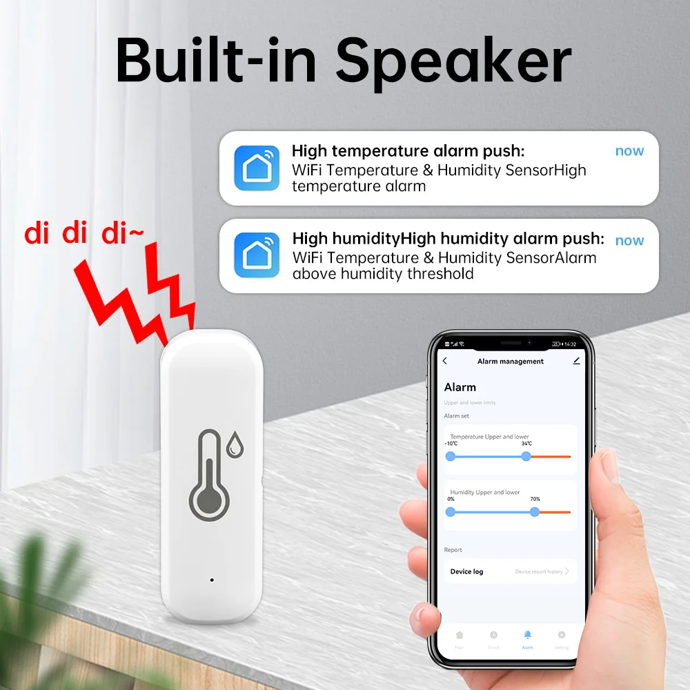 Tuya smart WiFi Temperature and Humidity Sensor Indoor Thermometer Monitor Voice APP Remote Control work For Alexa Google Home