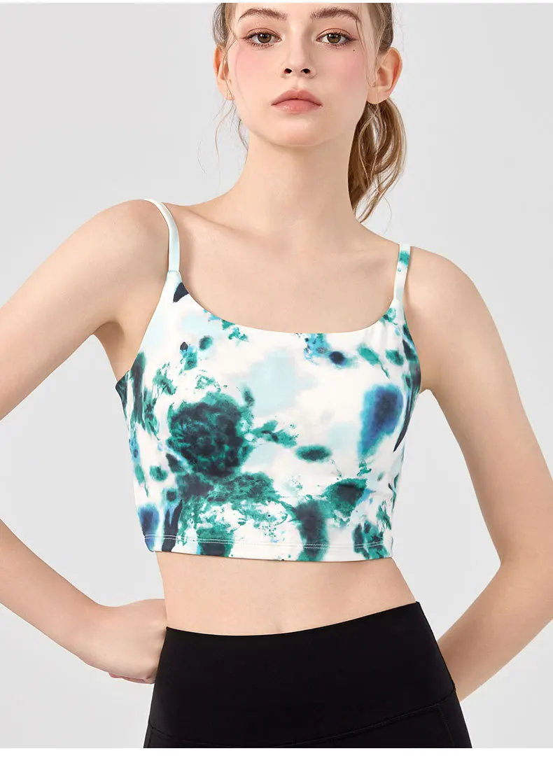 Kleverig zacht vest met borstkussen, naadloos sportrugondergoed voor dames, jarretel met vierkante hals in veststijl, beha