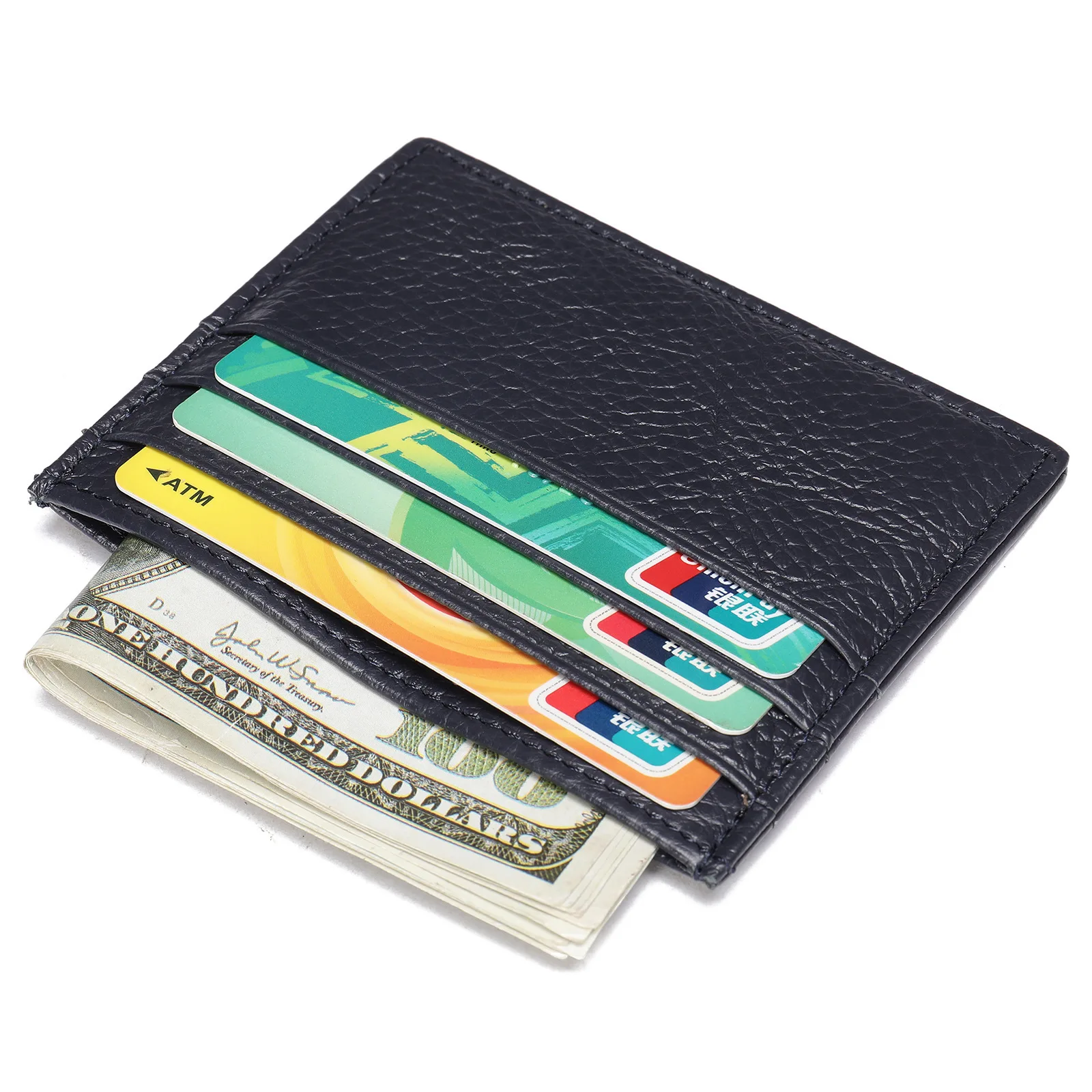 Genuine Leather Slim Minimalist Men's Wallet Thin Small Front Pocket Wallets ID Credit Card Holder Coin Purse for Men and Women