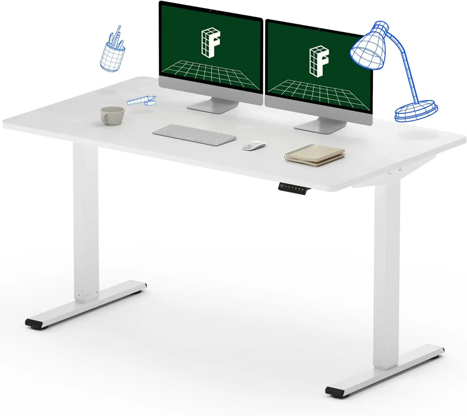 

FLEXISPOT EN1 Large Stand Up Desk 55 Inches Whole-Piece Desk Computer Workstation Ergonomic Memory Controller Height