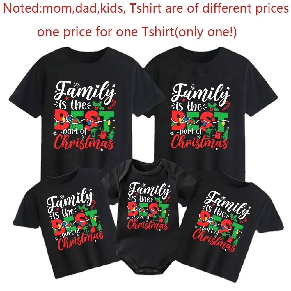 Family Is The Best Part of Christmas Print Family Shirt Xmas Family Matching Outfits Dad Mom Kids Shirt Baby Romper Xmas Clothes