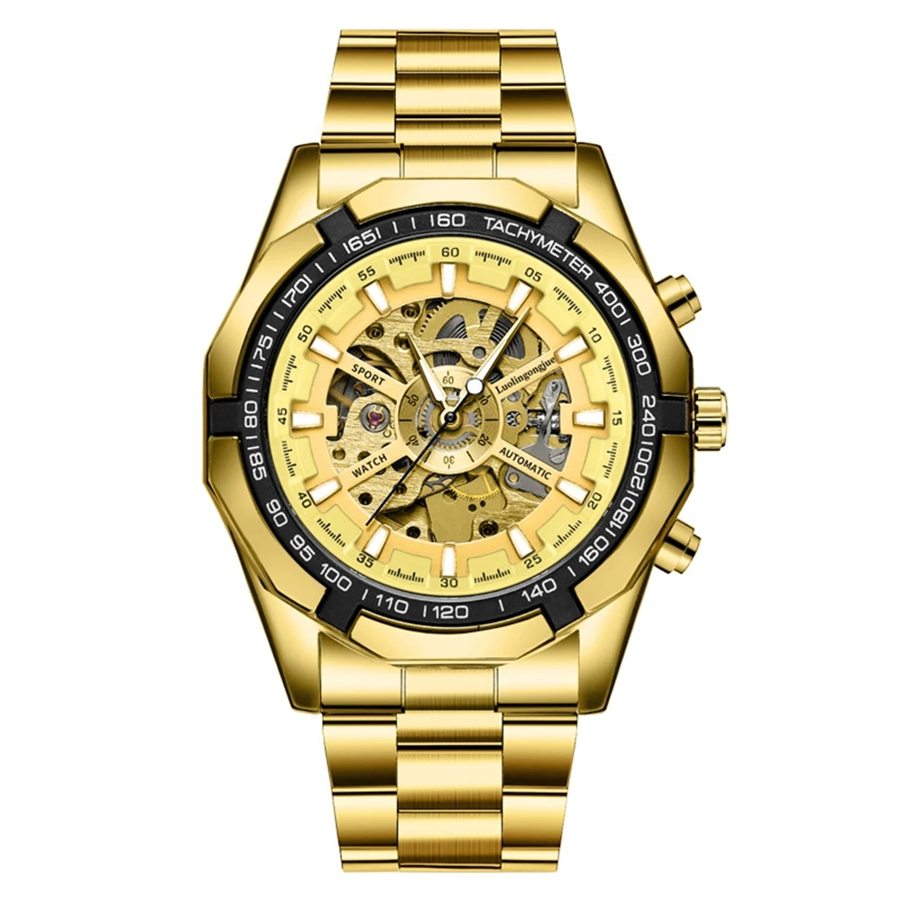 

Роскошные и крутые мужские стальные часы, автоматические механические часы, мужские водонепроницаемые светящиеся мужские часы 50 м, простые деловые часы с портами