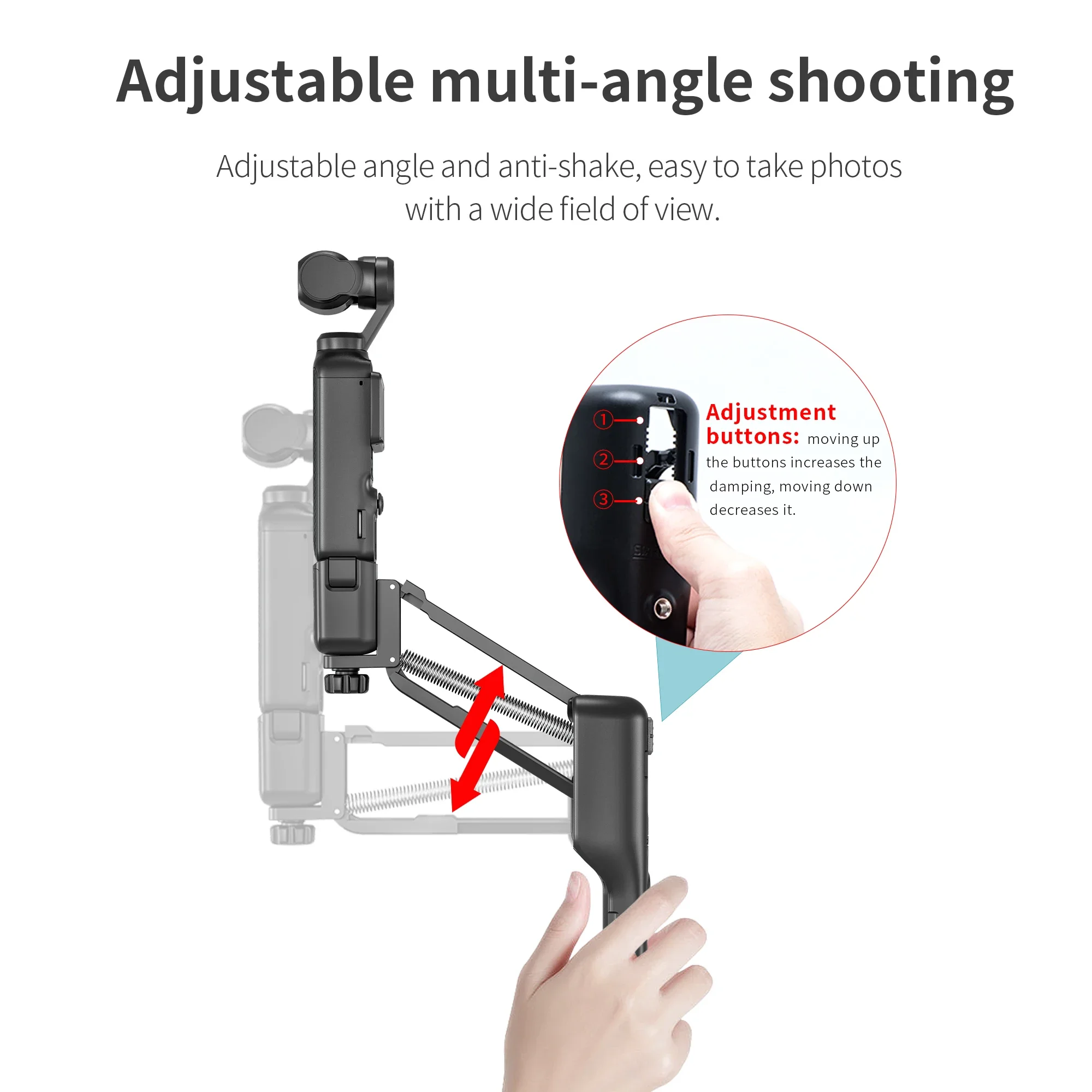 Per DJI Osmo Pocket 3 Accessori per fotocamera Stabilizzatore portatile Braccio ammortizzatore Staffa di smorzamento asse Z regolabile