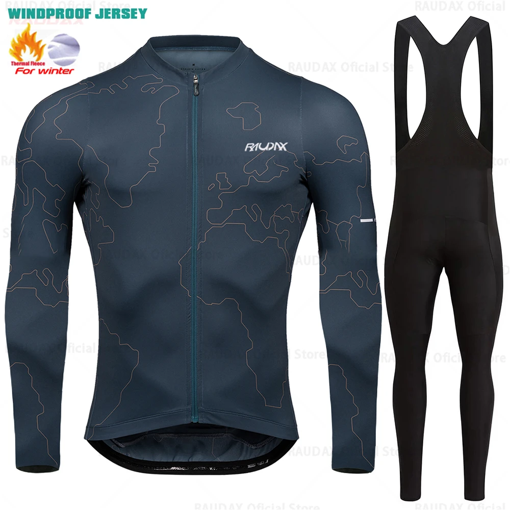 

2025 Raudax Winter Cycling Thermal Fleece Clothing Sets Top Cycling Jersey Sport Bike MTB Riding Clothing Warm Jackets For Man