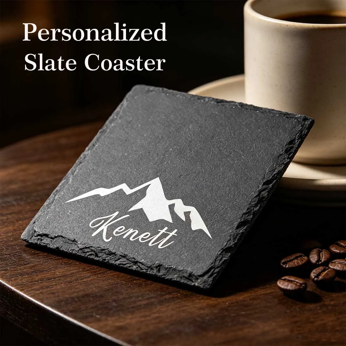 6 pcs Slate Coasters Black 4 Inch Bulk Customized Coasters with Laser Engraving, Hand Painted DIY, Scratch Resistant Bottom