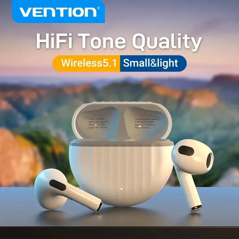 Vention Bluetooth 5.1 Earphones TWS Ture Wireless Headphones USB-C Stereo Sports Movement Earbuds with Mic Hi-Fi Headset