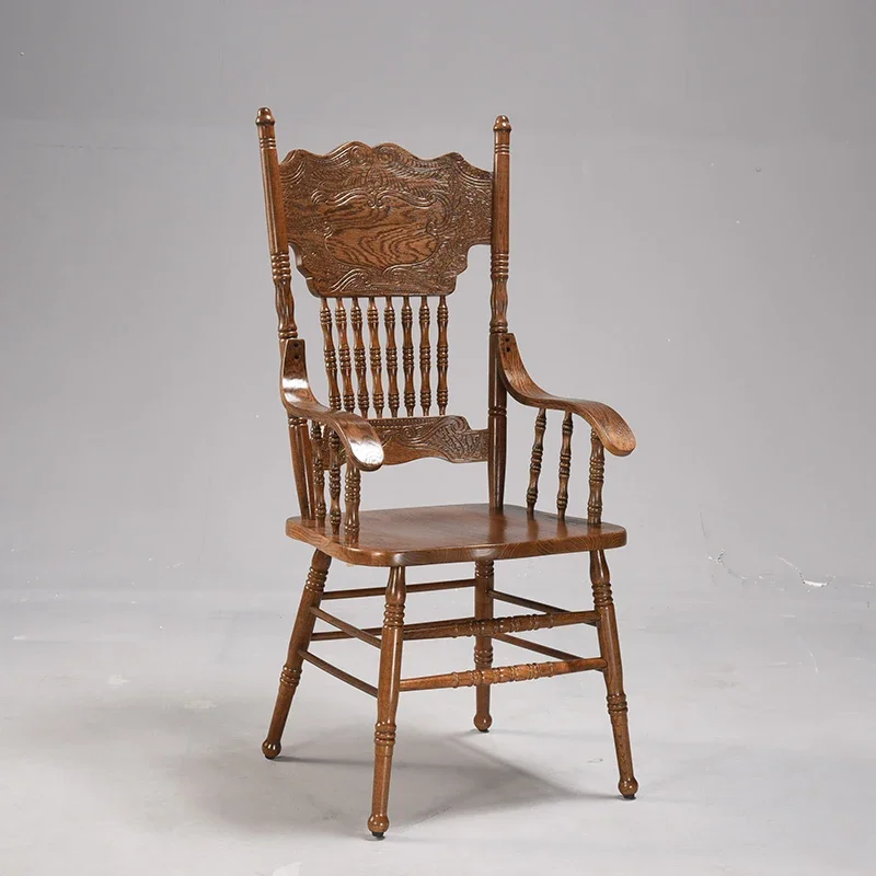 YZ  Solid Wood Retro Chair French Mid-Ancient Height Dining  with Backrest Windsor