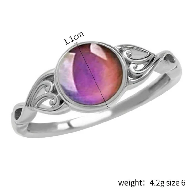 1pcs Vintage Change Mood Ring Creative Warm Stone Color Changing Ring Round Temperature Control Color Changeable Rings Gothic