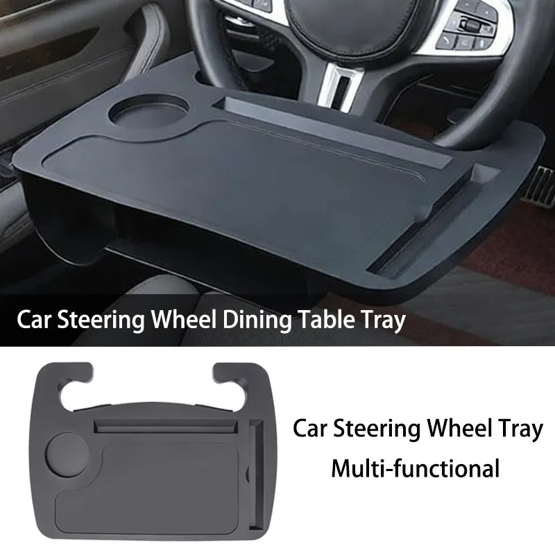 Car Steering Wheel Dining Table Tray Multi-functional Car Food Tray Dinner Plate Steering Wheel Rack Storage Board Card Table