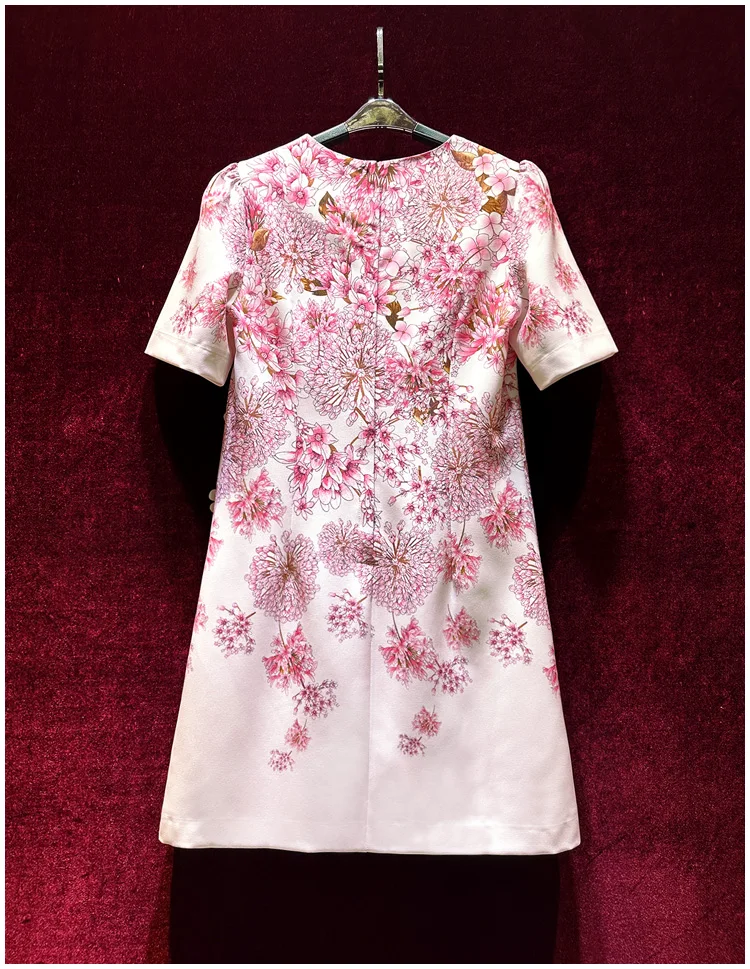 High-End Luxury Dress Women\'s 2024 Spring Summer New Fashion Round Neck Short Sleeve Loose Elegant Short Dresses Ladies Dress