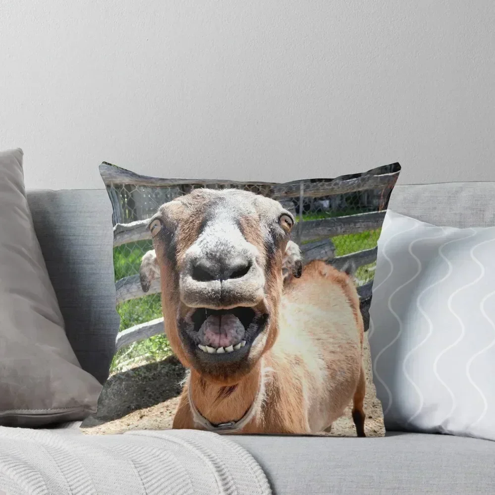 

smiling goat, yelling goat, funny goat Throw Pillow covers for pillows bed pillows autumn pillowcase Anime pillow