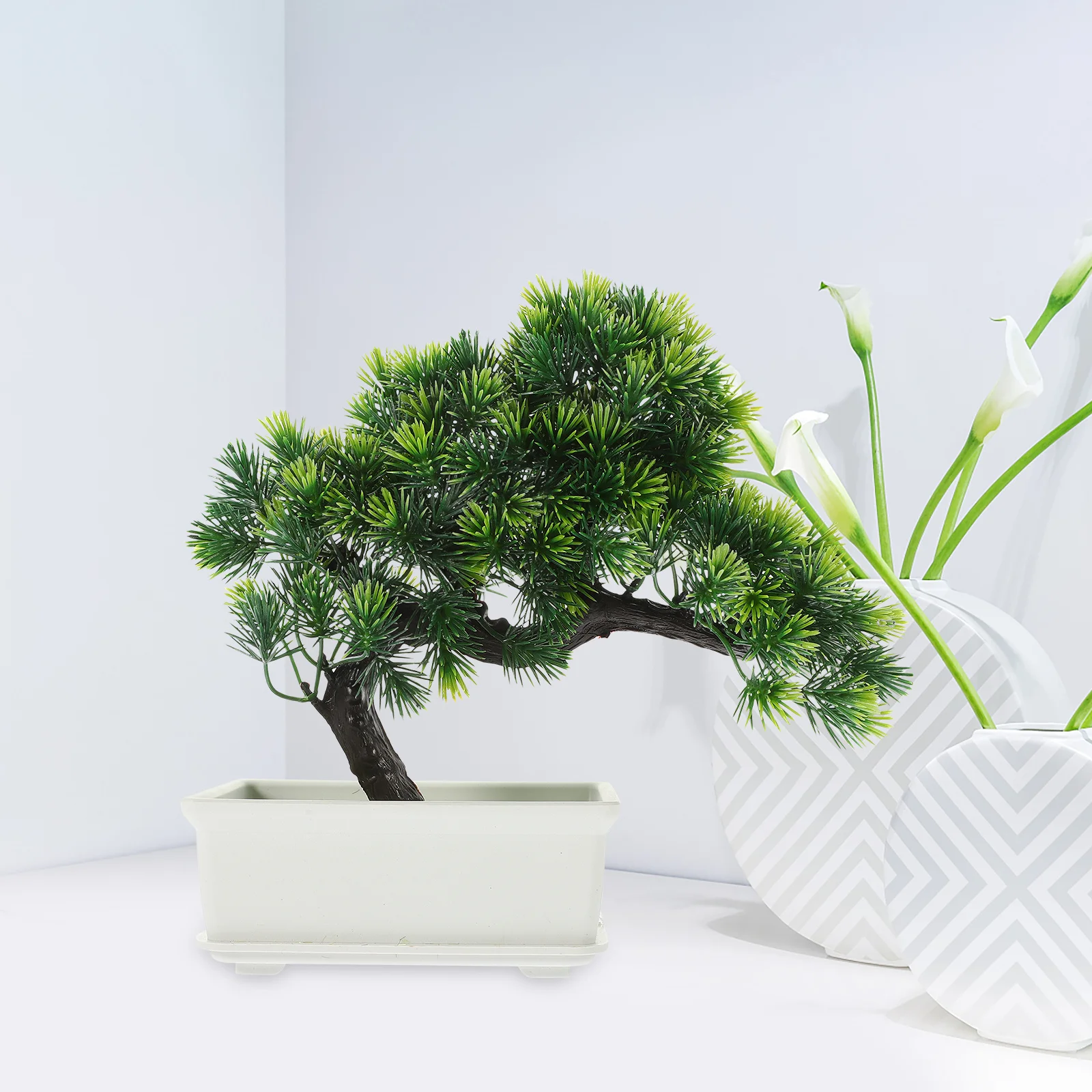 

Realistic Artificial Bonsai Tree Mini Fake Pine Plant for Home Office Desk Decor PP PVC Foam Material Green Simulation