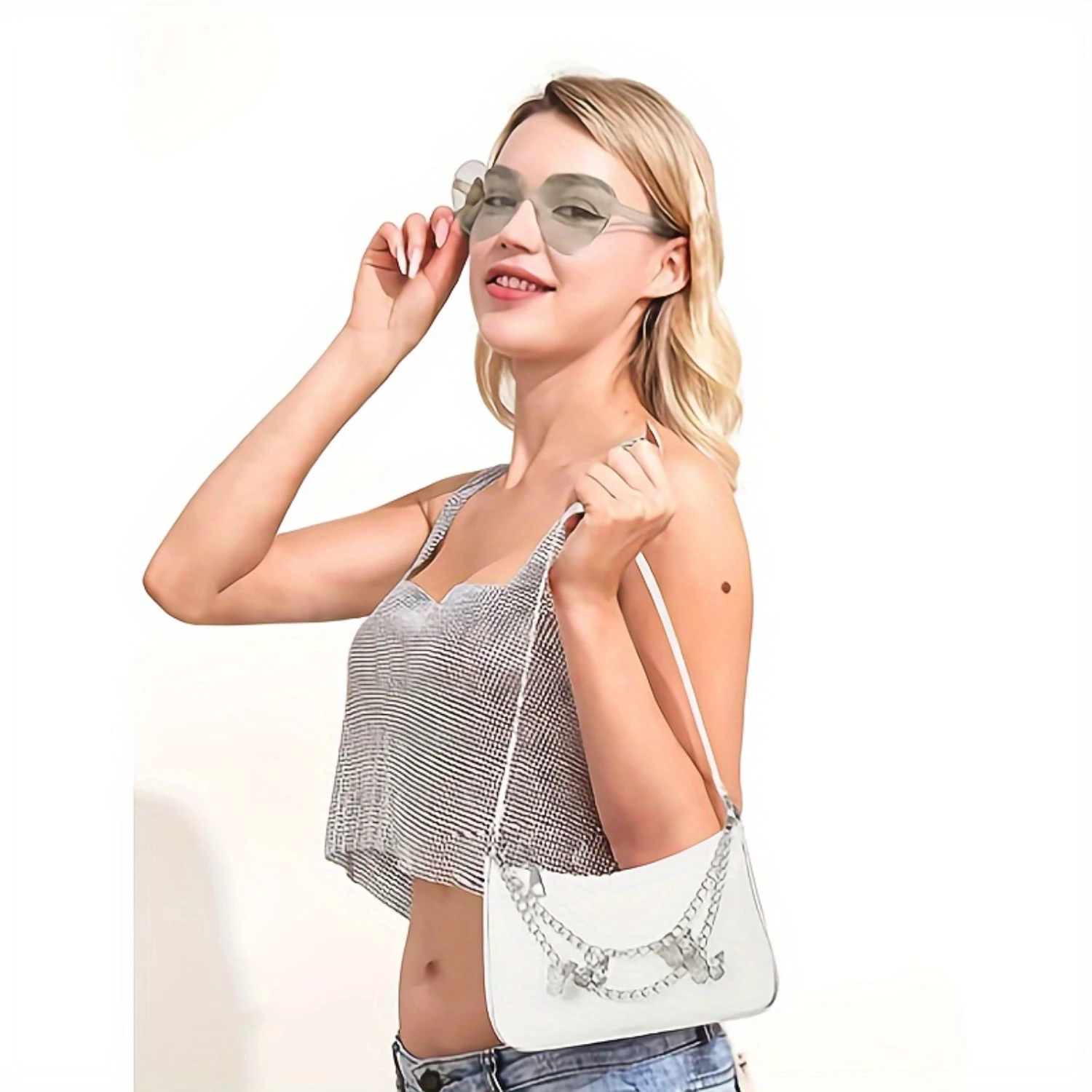 White Y2K Purse Y2K Tote Bag Punk Gothic Tote Purse Y2k Crossbody Bag Y2k Shoulder Bag for Womens Girl Gift