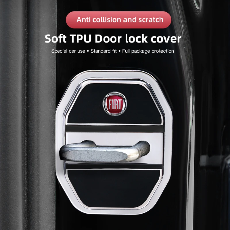 

4Pcs Silicone Car Door Lock Buckle Protection Covers For Fiat 500 Punto Freemont Elastic Shock Absorbing Door Lock Buckle Sleeve