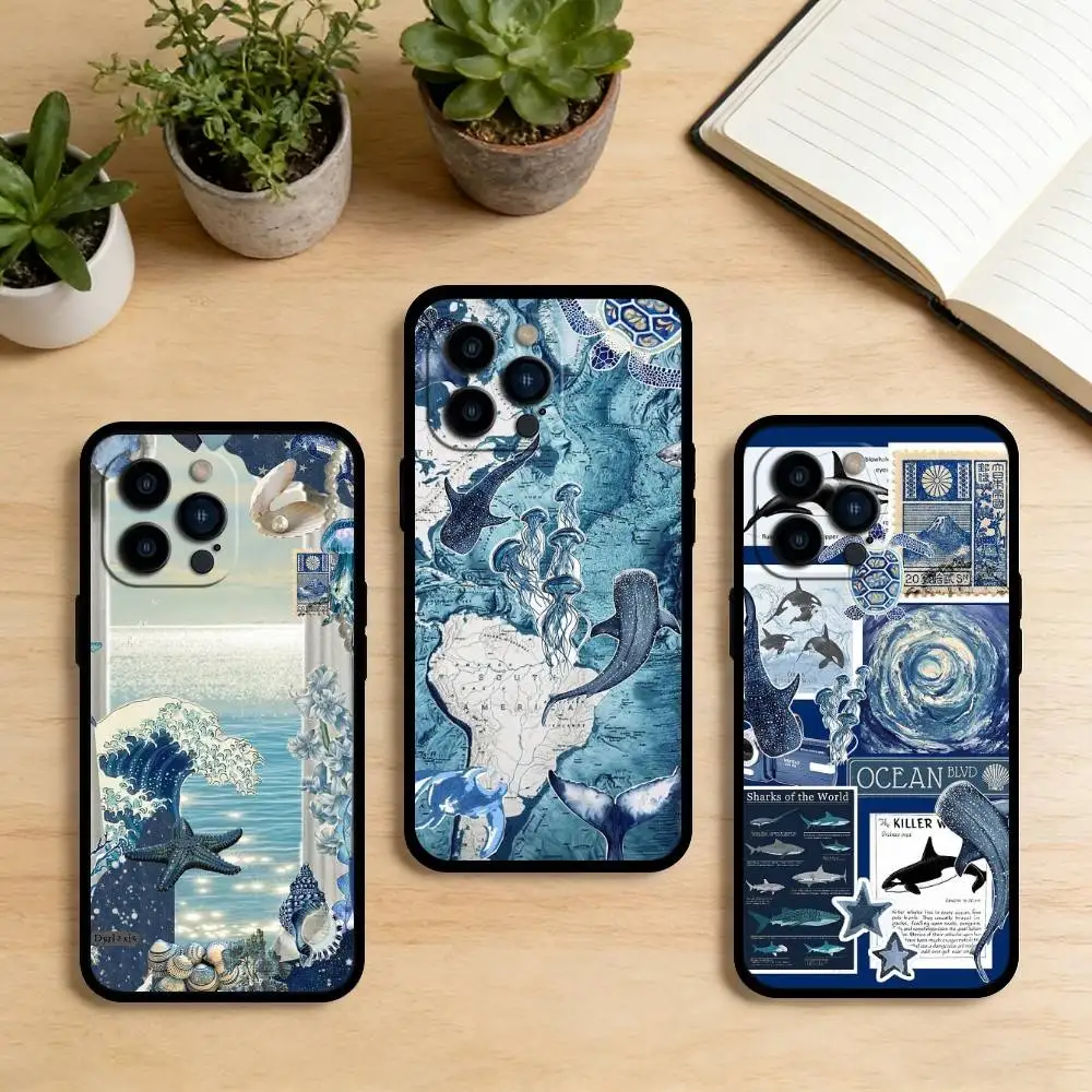 

AAA Ocean Sea Turtle Phone Case For iPhone 17,16,15,14,13,12,11 Plus,Pro Max,XS,Soft Silicone Black Cover