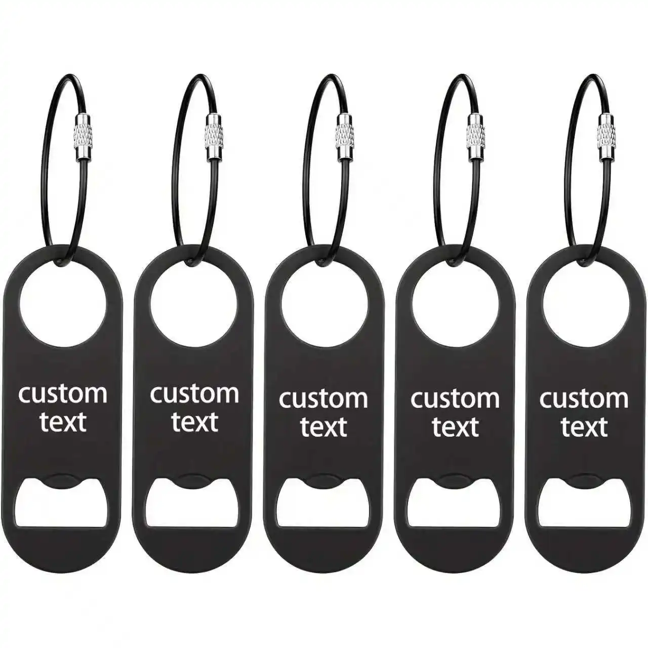 

5Pcs【Custom Bottle Opener】Stainless Steel Flat Bottle Opener with Keychain, 3.5 X 1.3inch Beer Bottle Opener with Custom Name, with Keychain for Men and Women, Bartenders, Kitchen, Bar, Restaurant, Black