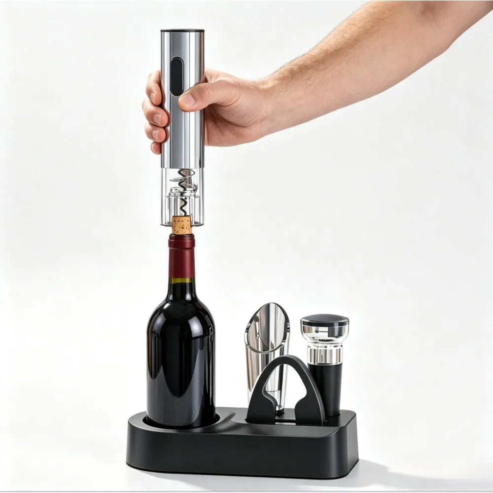 USB Rechargeable Electric Wine Bottle Opener with Foil Cutter | Type-C Rechargerable One-click Button Corkscrew Remover