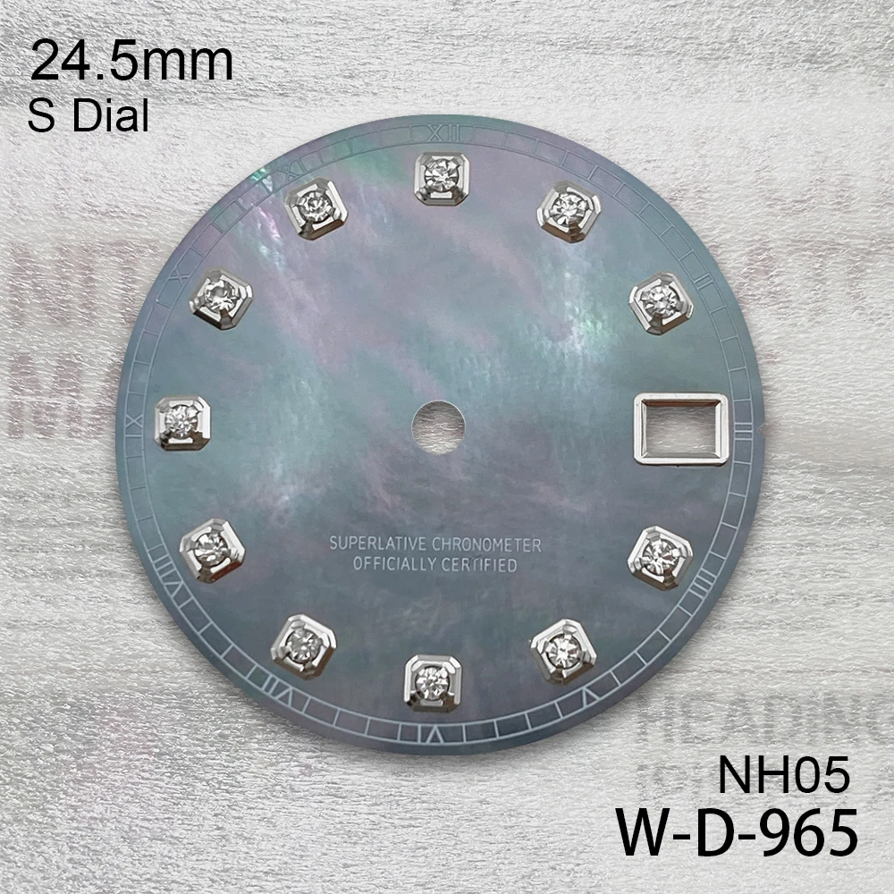 24.5 مللي متر S شعار الماس شل الطلب صالح NH05 اليابان حركة ساعة عالية الجودة تعديل الملحقات