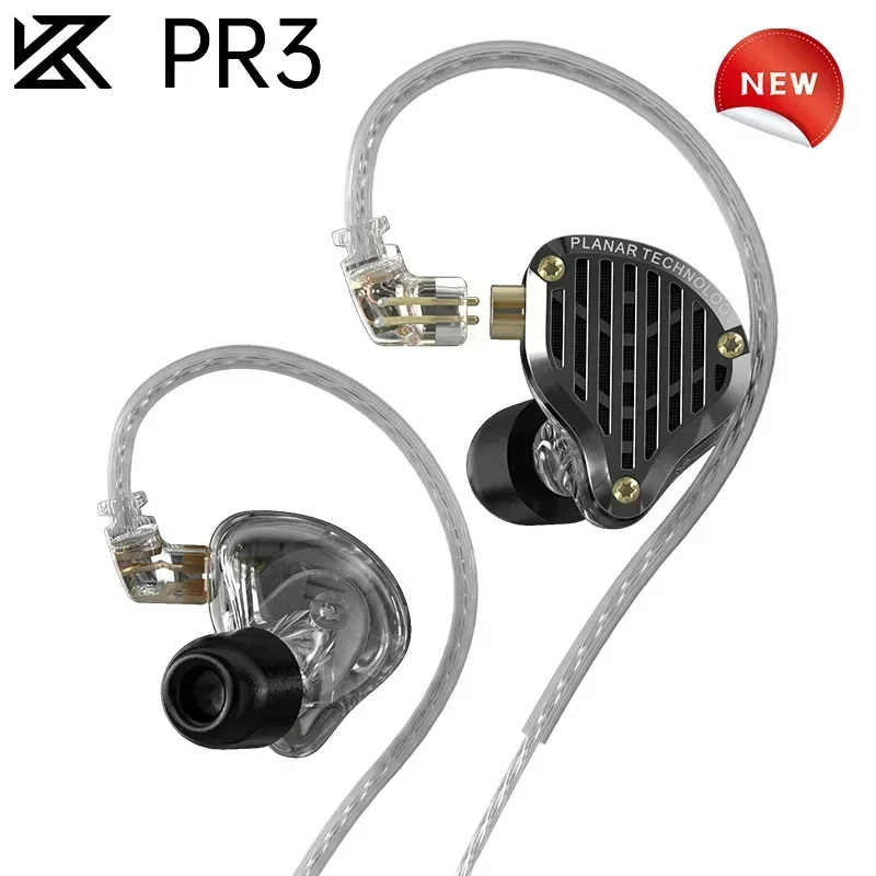 KZ-PR3 In-Ear HiFi Fones De Ouvido, Planar Driver, Fones De Ouvido, Wired Bass Monitor Earbuds, Esporte Headset, PR3 HIFI Fones De Ouvido, 13,2 milímetros