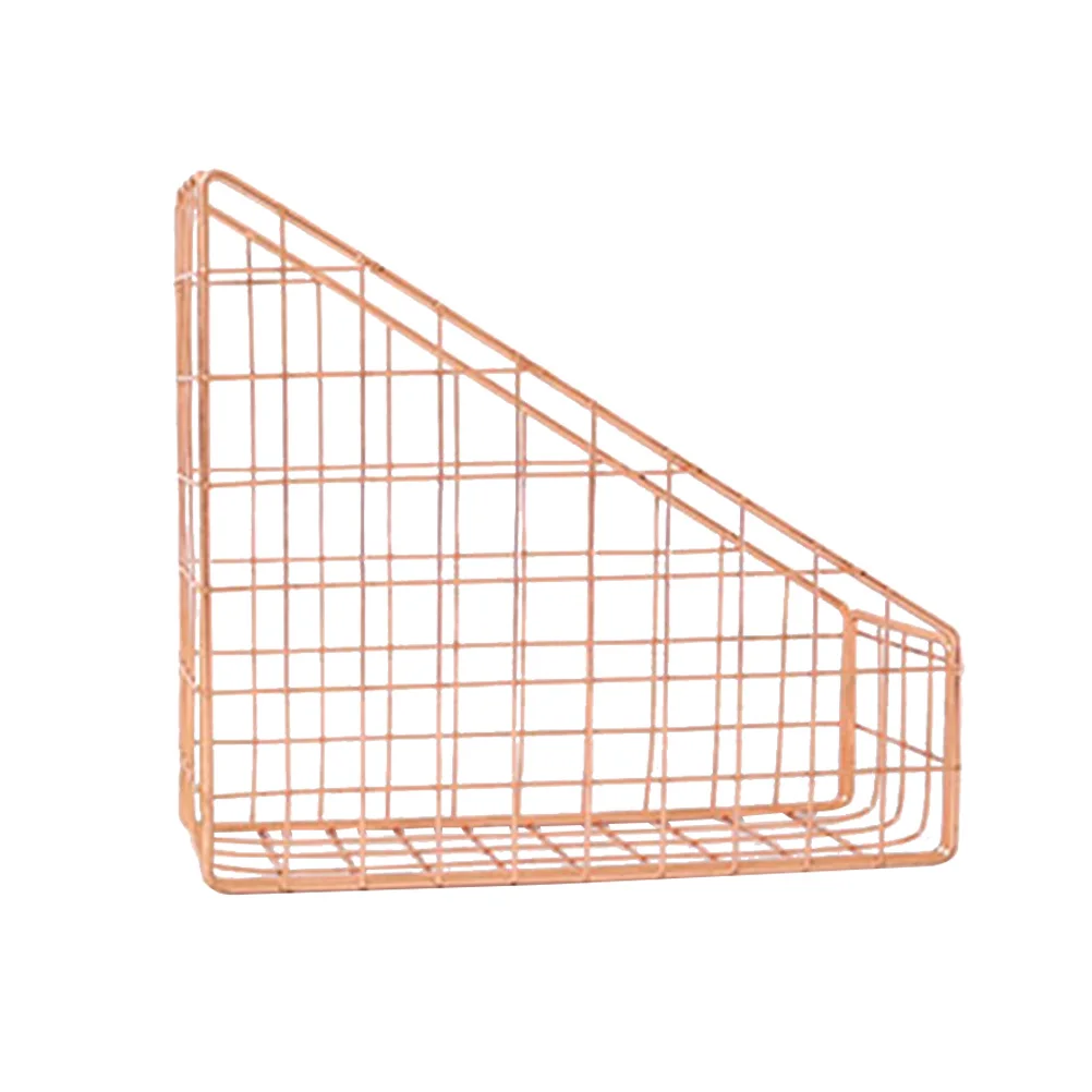 

Creative Metal File Storage Basket Desktop Organizer For Books Magazines Files Home Office School Use Rose Golden Color
