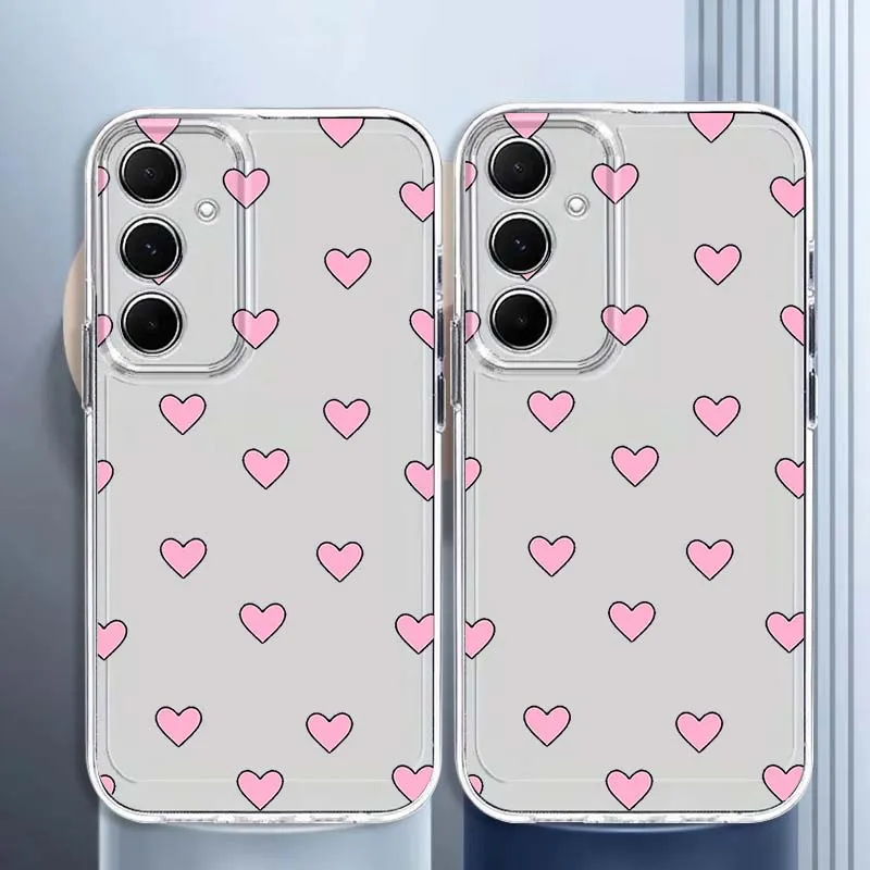 Cherry Bow Love Phone Case For Samsung Galaxy A73 A72 A71 A55 A54 A53 A52 A51 A33 A25 A22 A15 A14 A05 TPU Transparent