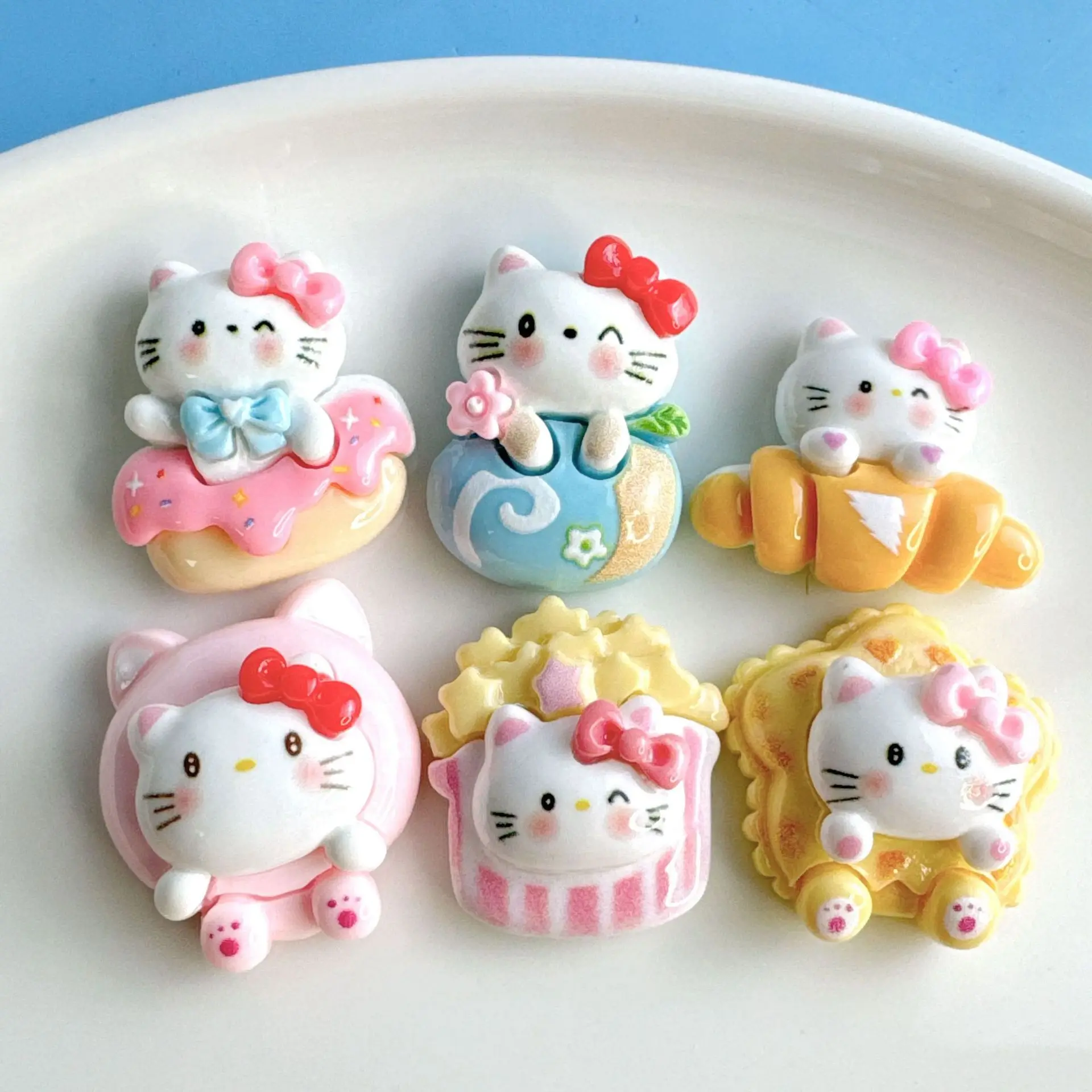 5Pcs cute hello kitty cartoon resin flatback supplies diy kawaii resin accessories crafts materials scrapbooking embellishment