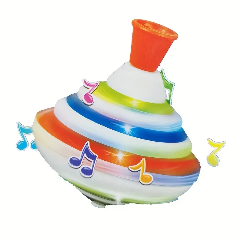 1Pcs giocattolo giroscopico sonoro e leggero, divertente pressa manuale per ruotare, giroscopio alla deriva con musica Flash colorata, giocattolo educativo per bambini