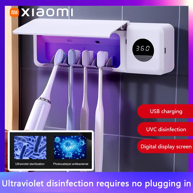 Xiaomi держатель для зубных щеток настенный солнечный УФ-свет ультрафиолетовый стерилизатор для зубных щеток автоматические держатели для зубной пасты ванная комната новый Xiaomi держатель для зубных щеток настенный солнечный УФ-свет ультрафиолетовый стерилизатор для зубных щеток автоматические держатели для зубной пасты ванная комната новый