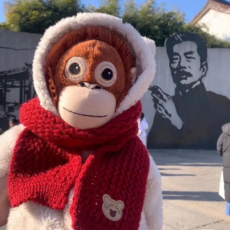 Kawaii Red Monkey Gorilla Plush Doll Cartoon Toy Super Soft Orangutan Stuffed Toys Sleeping Partner Companion Kids Birthday Gift