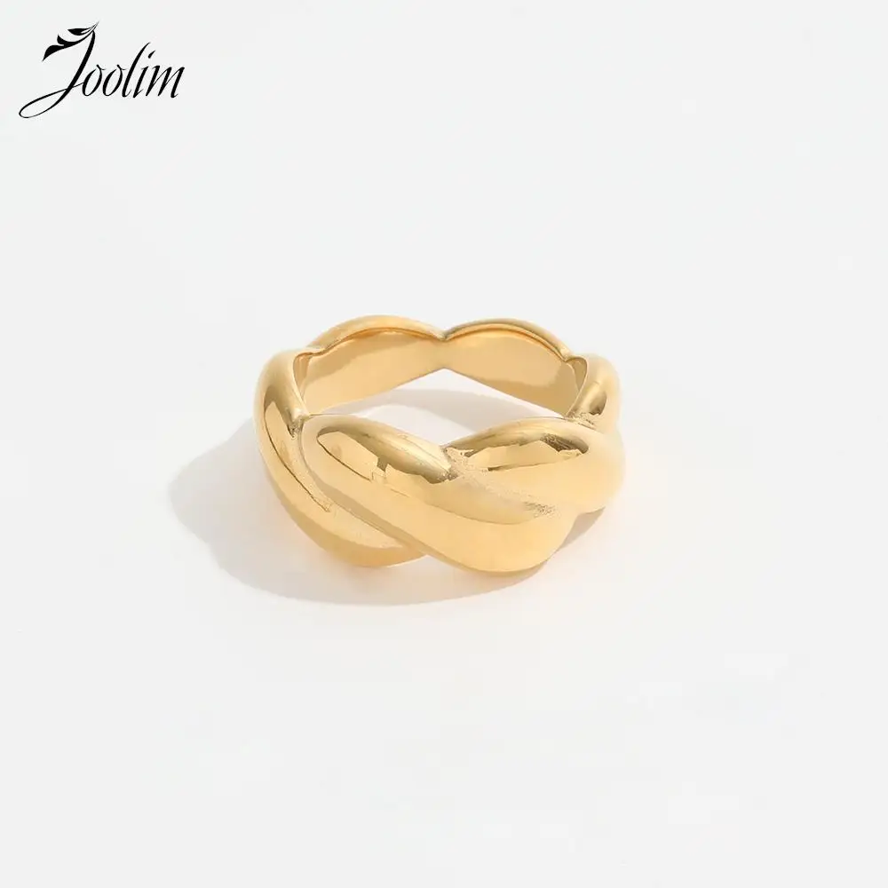 Joolim Jewelry Wholesale High End PVD Waterproof Retro Chunky Twisted Knot Stainless Steel Ring Trendy For Women