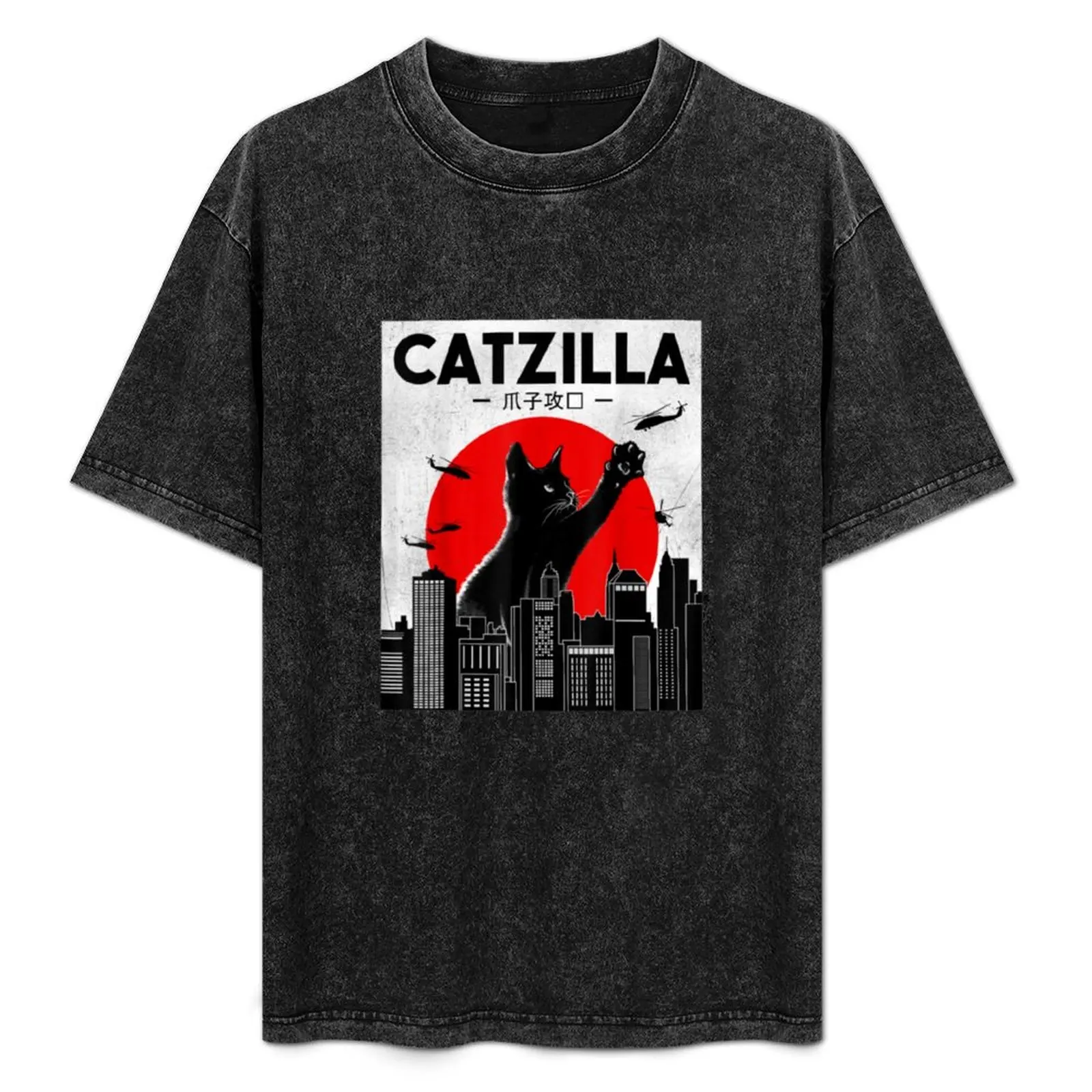 

Catzilla Funny Cat Shirt T-Shirt t shirts for man graphic vintage funny t shirts cotton T-Shirt