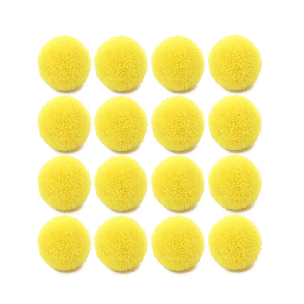 50Pcs 2Cm DIY Fabric Ball Kit for Kids Creative Craft Projects Parent Child Activity Keychain Bag Pendant Making Supplies Yellow