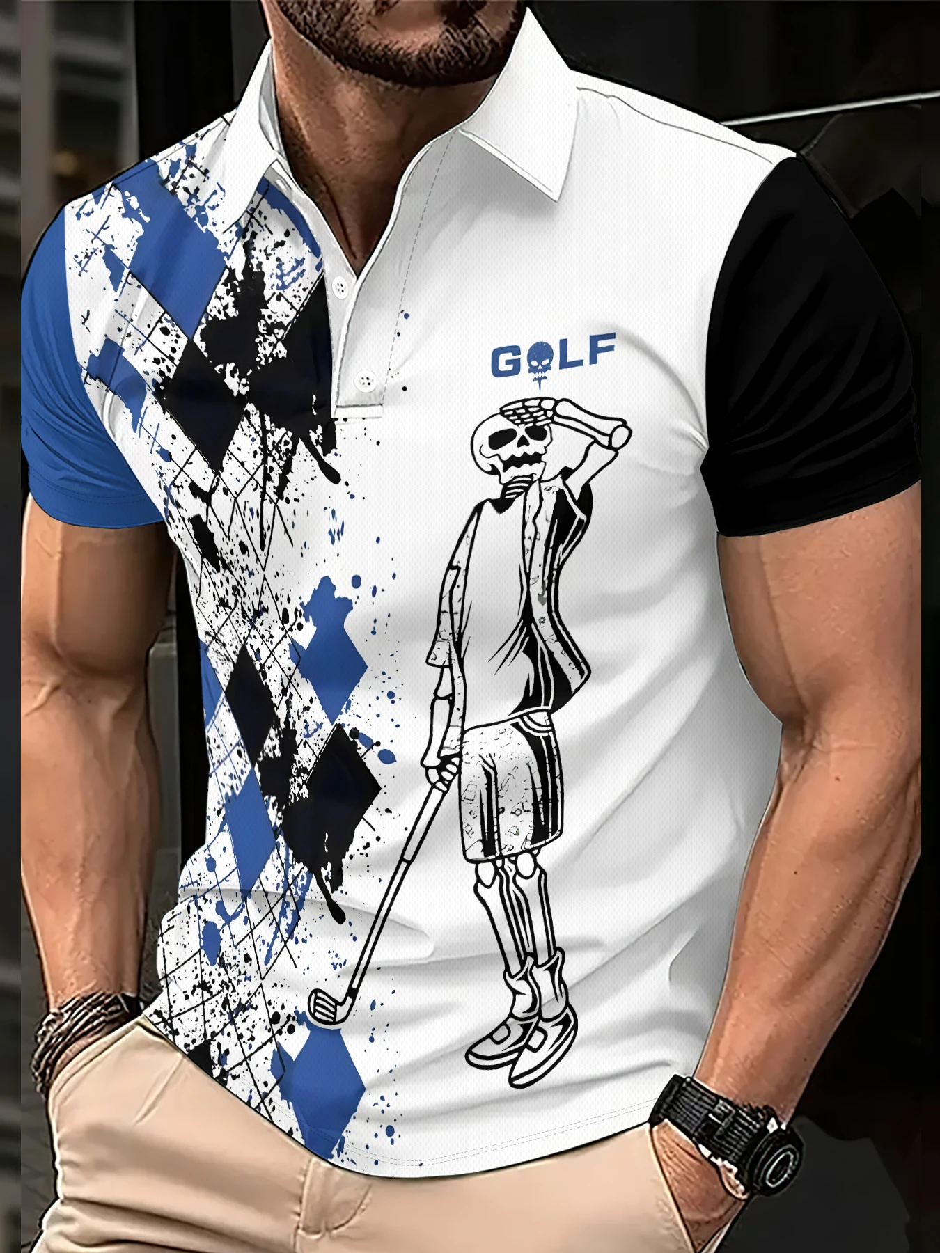 Polo de Verano 2026 para Hombre con Estampado de Calavera, Transpirable, Ligero, Informal y Moderno