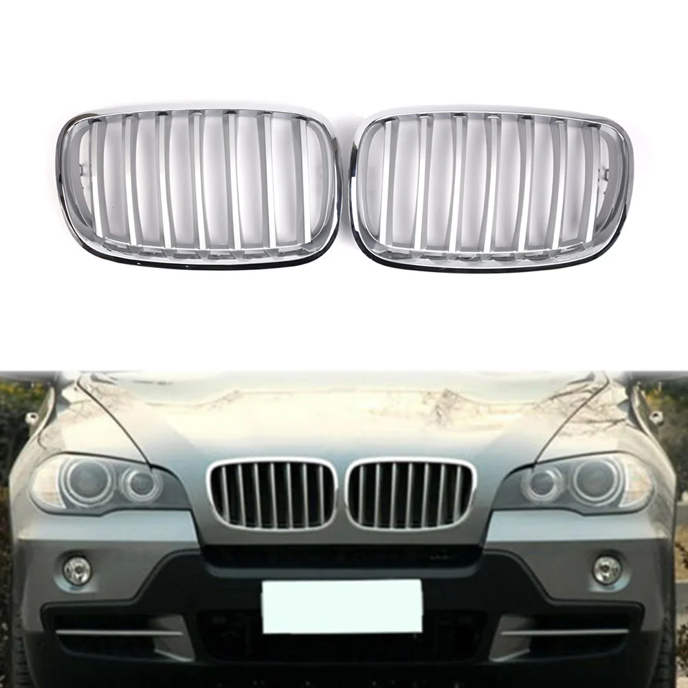 

1Pair Chrome Car Front Kidney Grille Accessories For BMW X5 E70 X6 E71 2008 2009 2010 2012 2013